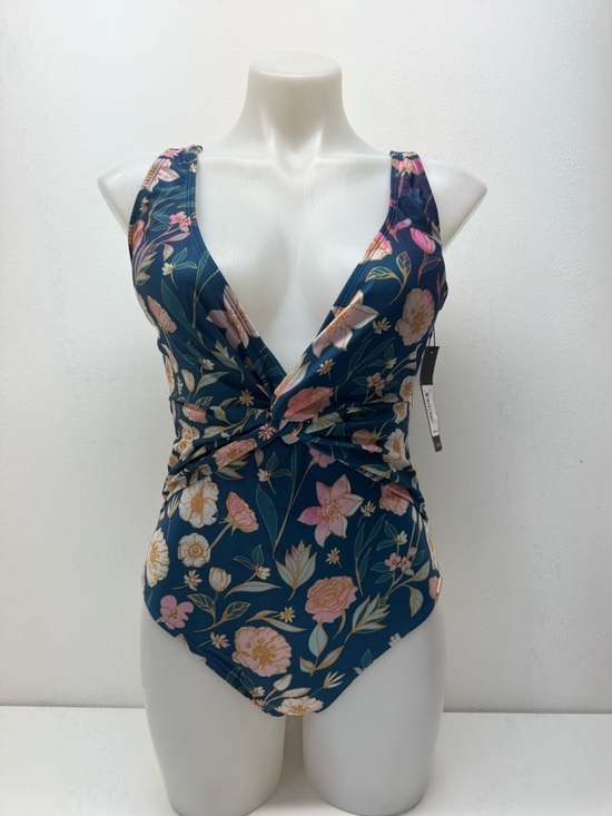Nicole Miller Other - Nicole Miller Teal Floral Twist-Front One-Piece Swimsuit Sz M NWT